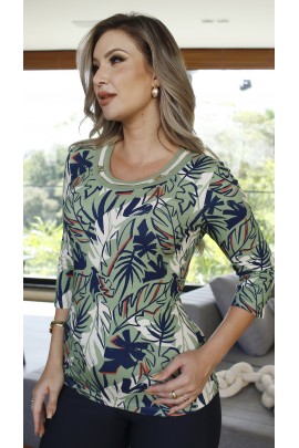 044938 Blusa Ramany Manga 3/4 Estampada